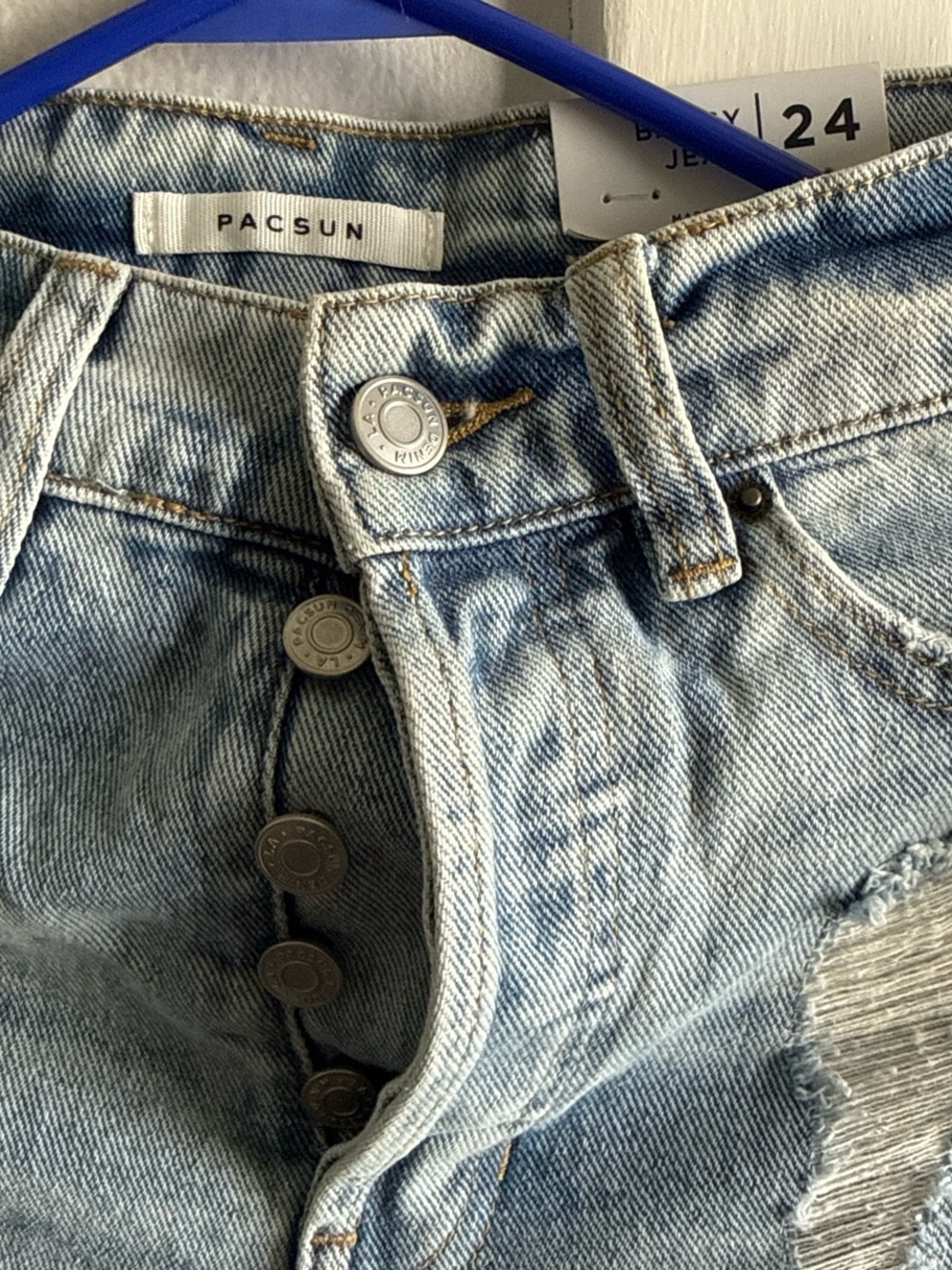 PacSun Light Blue Ripped Wide-Leg Jeans - Picture 3 of 8
